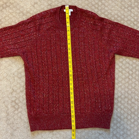 Athleta Sparkly Metallic Thread Red Crewneck Sweater size Medium - Picture 9 of 10